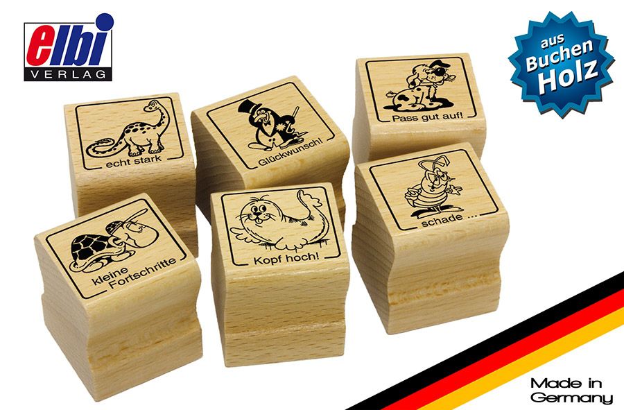 Elbi Lehrerstempel Stempelset Aus Holz 6 X Lustige Tiermotive I